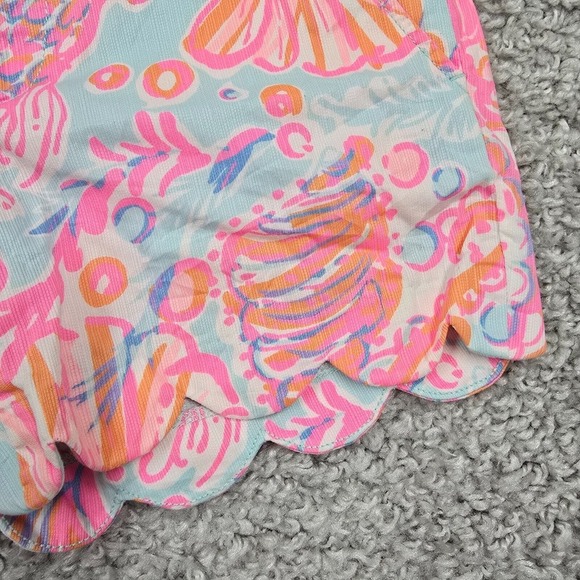 Lilly Pulitzer Buttercup‎ Shorts Womens 00 Scalloped Hem Beach Resort Vacation - Picture 2 of 14